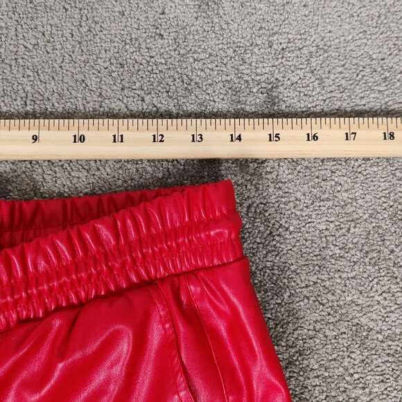 Forever 21 Women's Faux Leather Pants Size M Red Shiny Cargo Casual Party Dinner - Picture 9 of 13
